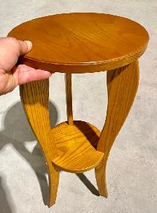 Vintage Ash Wood Two-Tiered Pedestal Plant Stand w Tripod Base - Photo 2