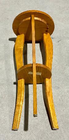 Vintage Ash Wood Two-Tiered Pedestal Plant Stand w Tripod Base - Photo 3