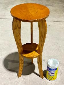 Vintage Ash Wood Two-Tiered Pedestal Plant Stand w Tripod Base - Photo 4