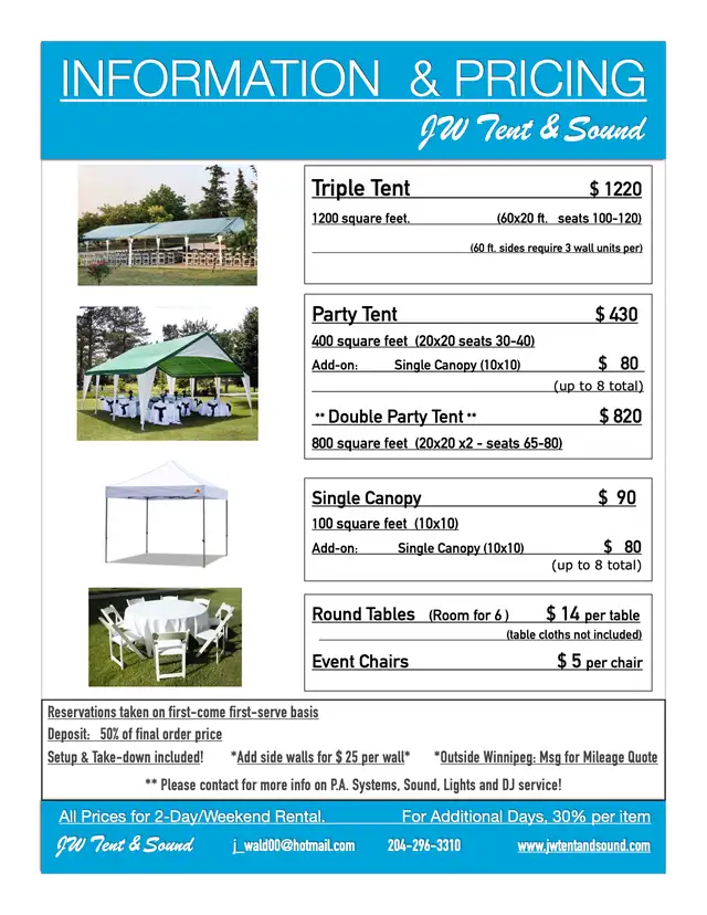 Party Tents and More: Great Price!
