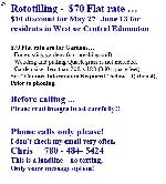 Rototilling -  $70 Flat rate …$10 discount for West/Central