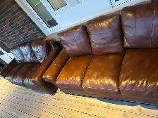 Two brown leather couches $150 each obo