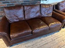 Two brown leather couches $150 each obo - Photo 2