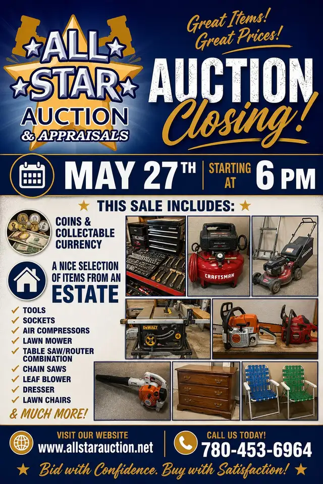 EDMONTON:  Timed Online Estate Auction - Closing May 27 @ 6 pm