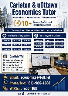 Economics & Econometrics Tutor for Carleton and uOttawa Students