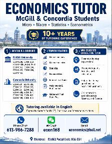 Economics，Calculus，Statististics Tutor for McGill & Concordia U - Photo 2