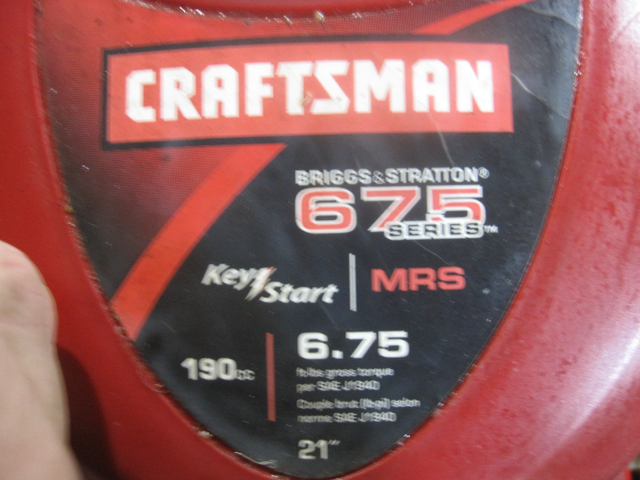 6.75 H/P CRAFTSMAN BRIGGS REPLACEMENT ENGINE WITH ELECTRIC START