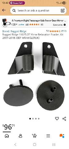 Mirror Relocation Bracket Kit 2007-2018 JEEP WRANGLER(JK)
