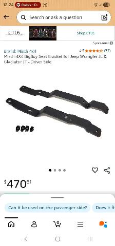 Misch 4X4 BigBoy Seat Bracket for Jeep Wrangler JL