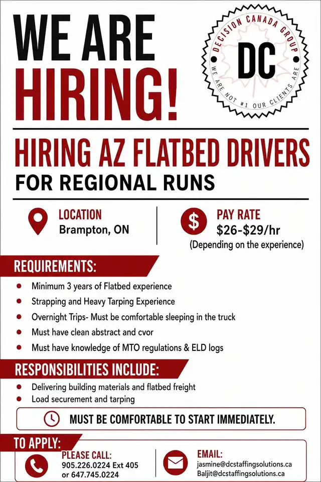 Urgently Hiring AZ Flatbed Drivers