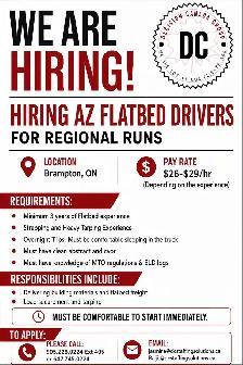 Urgently Hiring AZ Flatbed Drivers