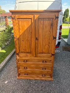 Free delivery used Wooden Armoire Wardrobe with Drawers