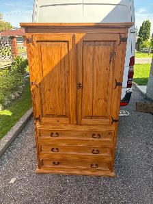 Free delivery used Wooden Armoire Wardrobe with Drawers - Photo 2