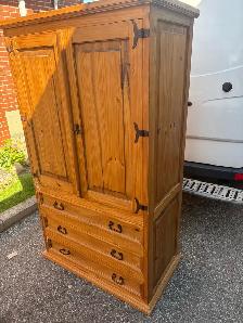 Free delivery used Wooden Armoire Wardrobe with Drawers - Photo 6