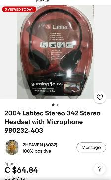 Brand New 2004 Labtec Stereo 342 Stereo Headset with Microphone - Photo 4