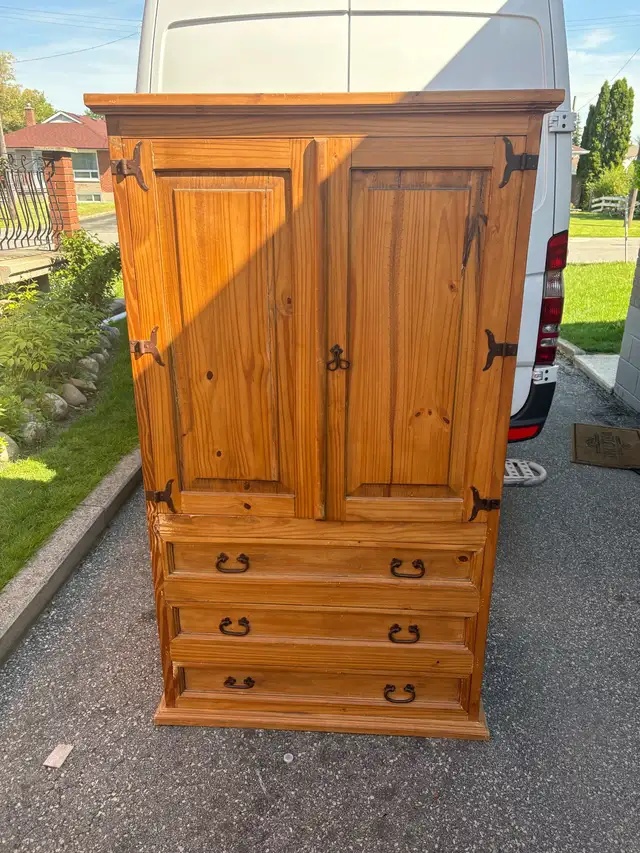 Free delivery used Wooden Armoire Wardrobe with Drawers