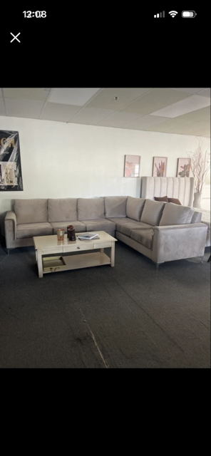 Canadian made solid wood grey velvet sectional