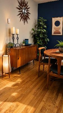 Mid century. Meuble TECK TEAK. Lampe / Crédence, buffet, bar, va
