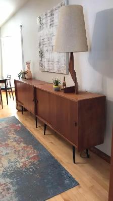Mid century. Meuble TECK TEAK. Lampe / Crédence, buffet, bar, va - Photo 8