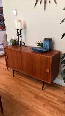 Mid century. Meuble TECK TEAK. Lampe / Crédence, buffet, bar, va - Photo 9