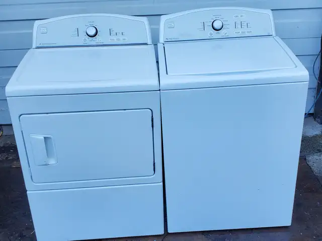 Kenmore washer dryer pair- top load He, Stainless tub -
