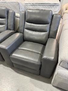 Grey leather glider manual recliner
