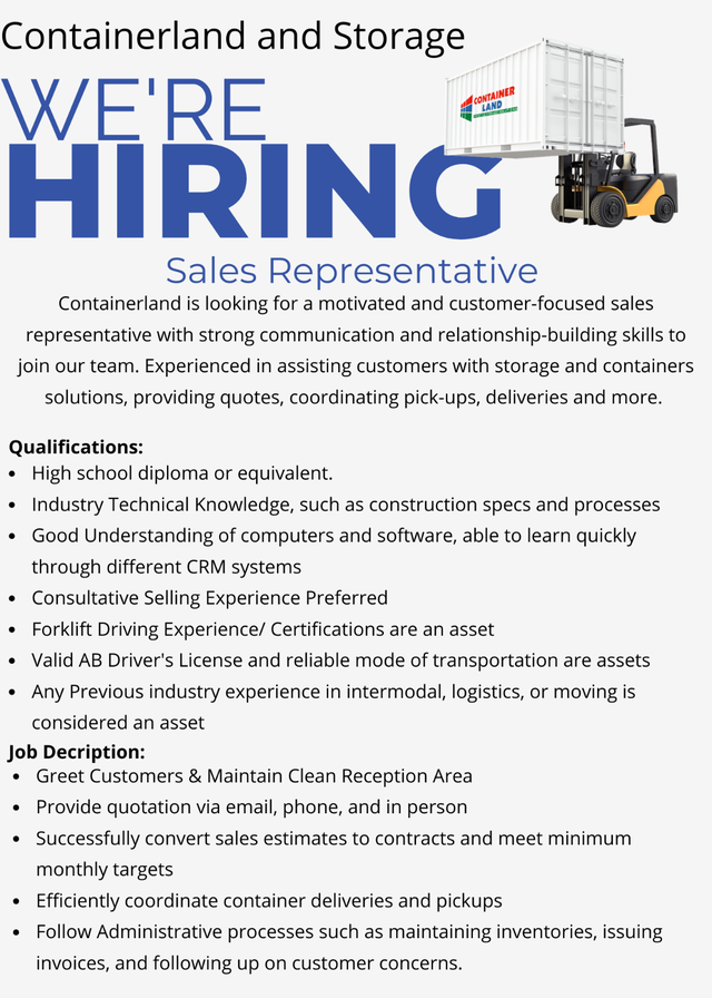Containerland sales representative