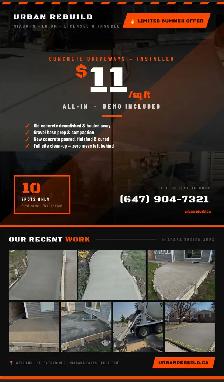 CONCRETE DRIVEWAY SPECIAL — ONLY $11/sq ft ALL-IN