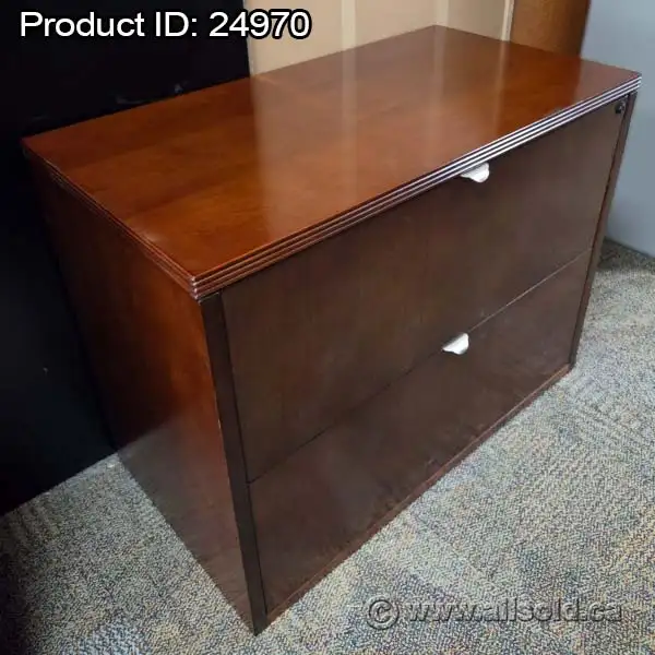 Mahogany 2 Drawer Lateral File Cabinet, Locking