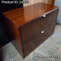 Mahogany 2 Drawer Lateral File Cabinet, Locking