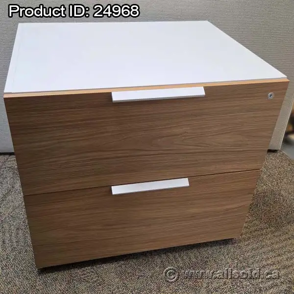Teknion White & Medium Maple 2 Drawer Lateral File Cabinet