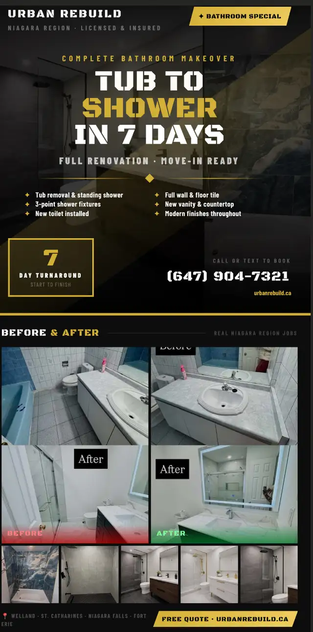 BATHROOM MAKEOVER SPECIAL — TUB TO SHOWER IN 7 DAYS