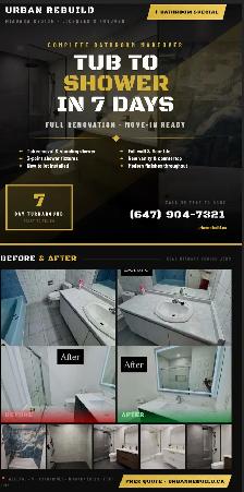 BATHROOM MAKEOVER SPECIAL — TUB TO SHOWER IN 7 DAYS