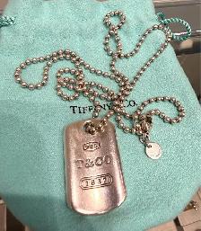 Tiffany & Co 1837 Sterling Silver Dog tag with 26" Tiffany Chain - Photo 2