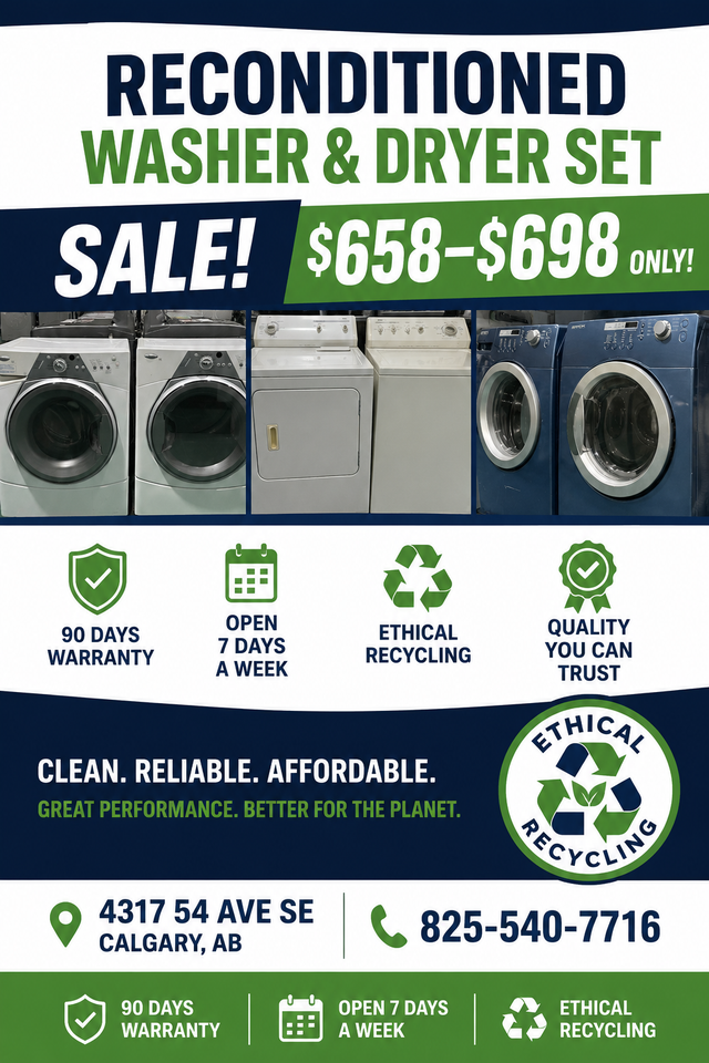MEGA SALE! Washer & Dryer Set 90 Days Warranty $658-$698 Only!