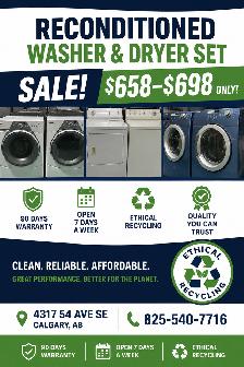 MEGA SALE! Washer & Dryer Set 90 Days Warranty $658-$698 Only!