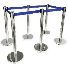 6 Stanchion Silver Posts Queue Pole Retractable Belt 170519 - Photo 2