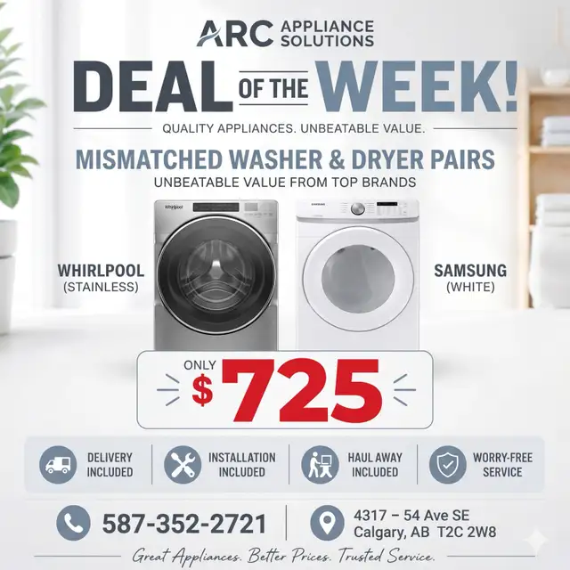 Mismatched Washer&Dryer Sets. $725. Delivery&installation