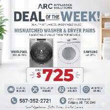 Mismatched Washer&Dryer Sets. $725. Delivery&installation