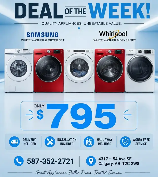 Washer&Dryer Sets. $795. We deliver and install