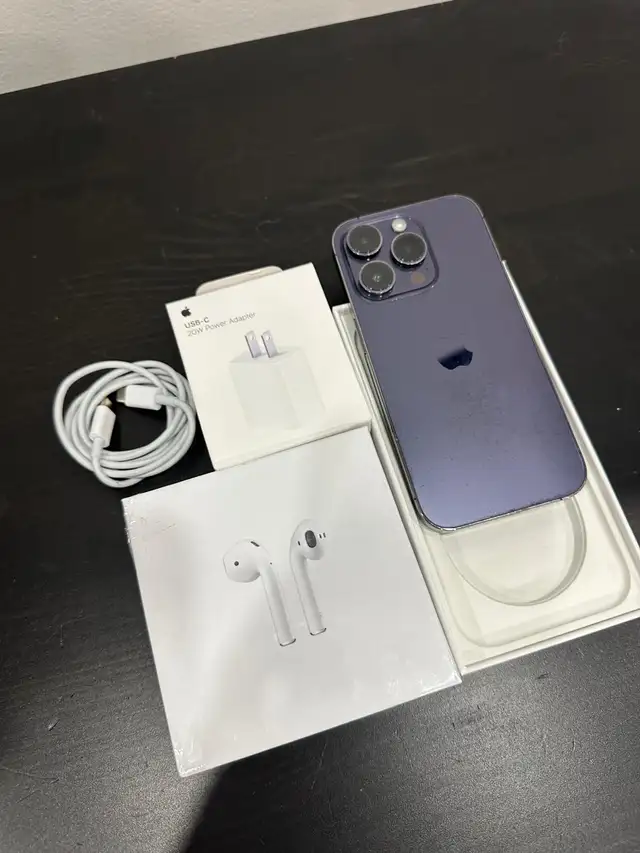 IPHONE 14 PRO 1TB AIRPODS/ADAPTER PKG/DELIVERY