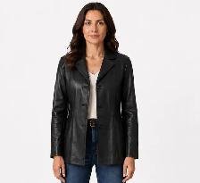 Women’s Tailored Black Leather Jacket – Medium - Photo 2