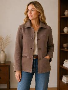 Women’s Tailored Brown Leather Jacket – Size 2XS
