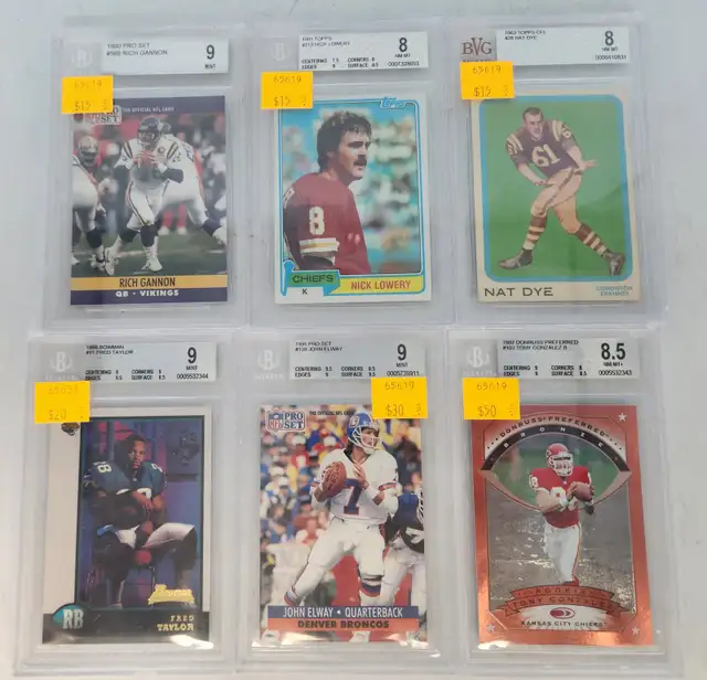 Graded NFL Football Sports Cards: Beckett, Topps 6 Listed