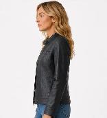 Women’s Embossed Biker Leather Jacket – Size XXL - Photo 4