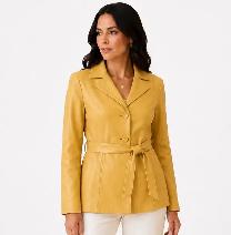Women’s Honey Leather Belted Jacket – Size Medium - Photo 2