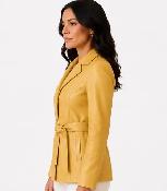 Women’s Honey Leather Belted Jacket – Size Medium - Photo 4