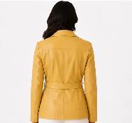 Women’s Honey Leather Belted Jacket – Size Medium - Photo 5