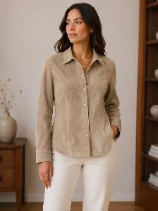 Women’s Genuine Suede Leather Shirt Jacket – Size Medium Only