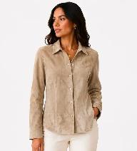 Women’s Genuine Suede Leather Shirt Jacket – Size Medium Only - Photo 2
